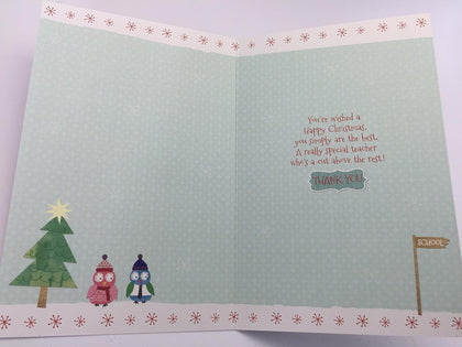  To My Teacher  Christmas Card Cute 6 Cards