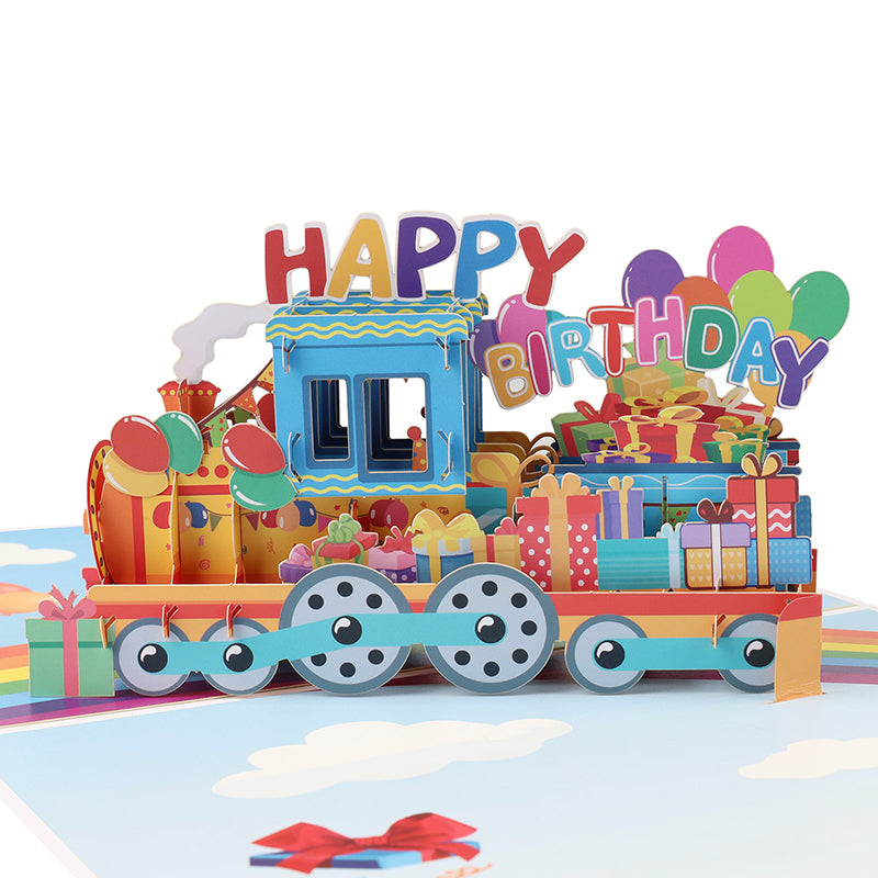 Party on Track 3D Pop Up Train Birthday Card