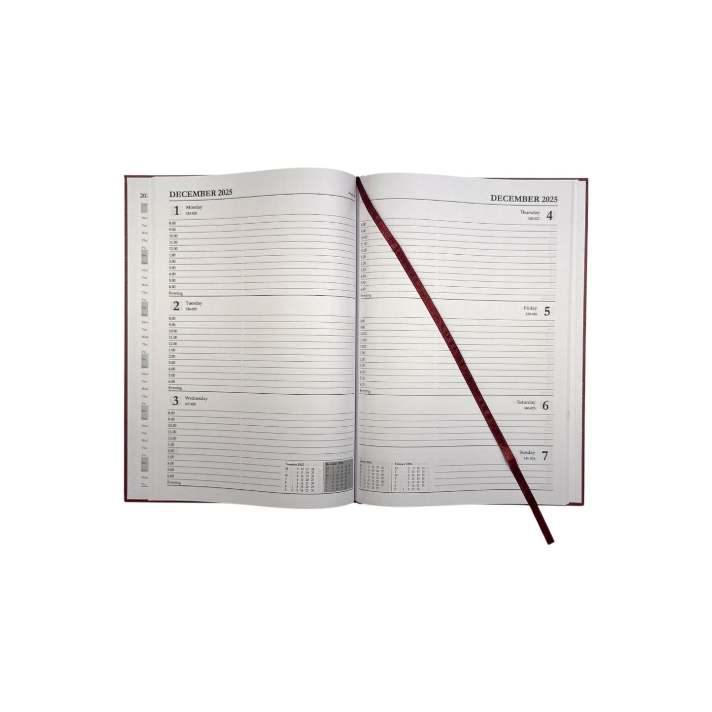 Janrax 2025-2026 A4 Week to View Burgundy Academic Diary