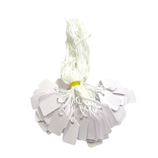 Pack of 1200 Small White Strung Tags 13 x 20mm