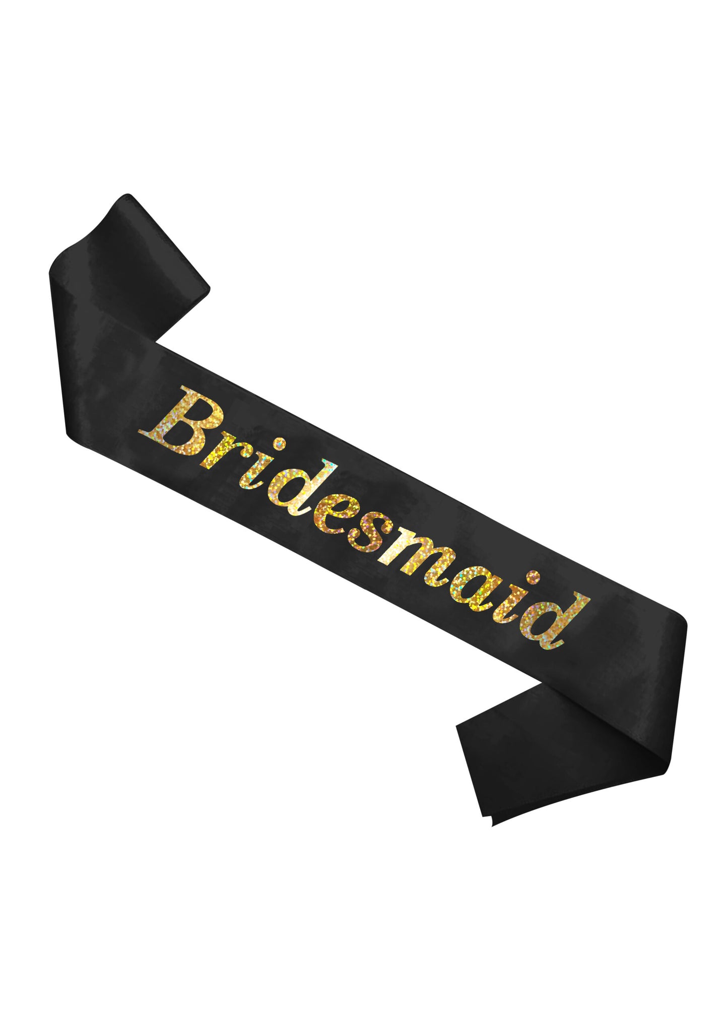 Bridesmaid Hen Party Sash Black with Holographic Text