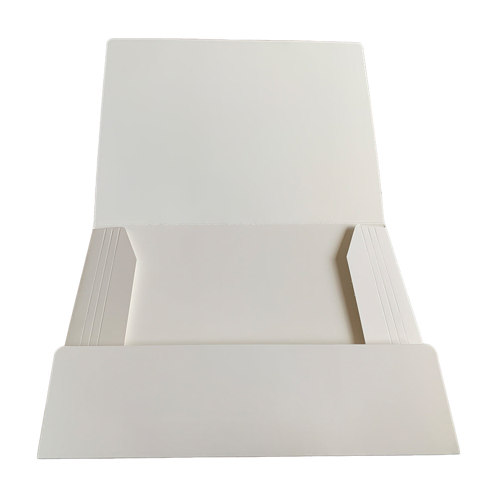 Pack of 12 Janrax A4 White Laminated Card 3 Flap Folders with Elastic Closure