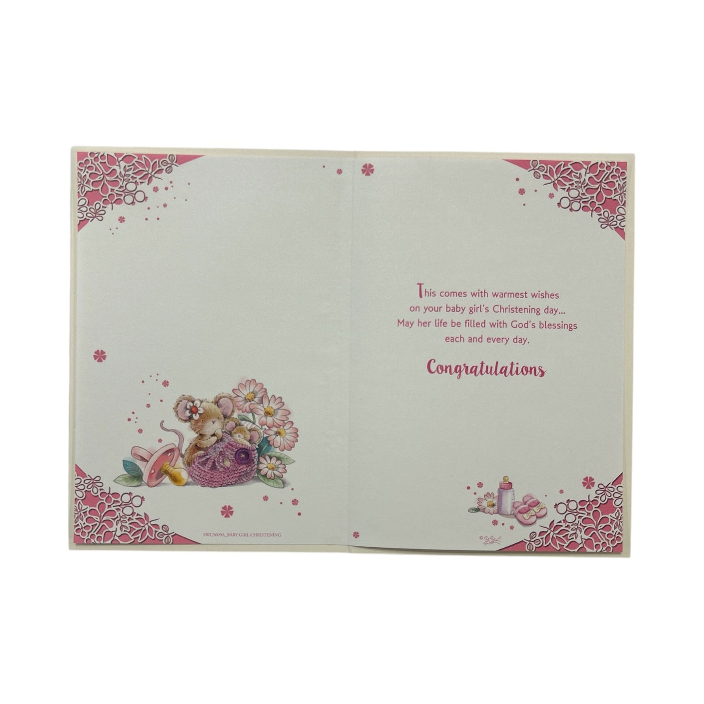 On Your Baby Girl's Christening Day Pink Congratulations Card