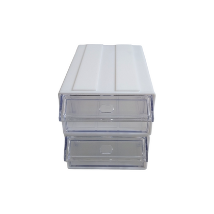 White Stackable Plastic Storage Drawers L183xW110xH61mm with Removable Compartments