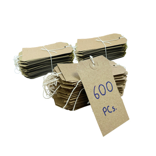 Pack of 600 Brown Buff Strung Tags 108mm x 54mm