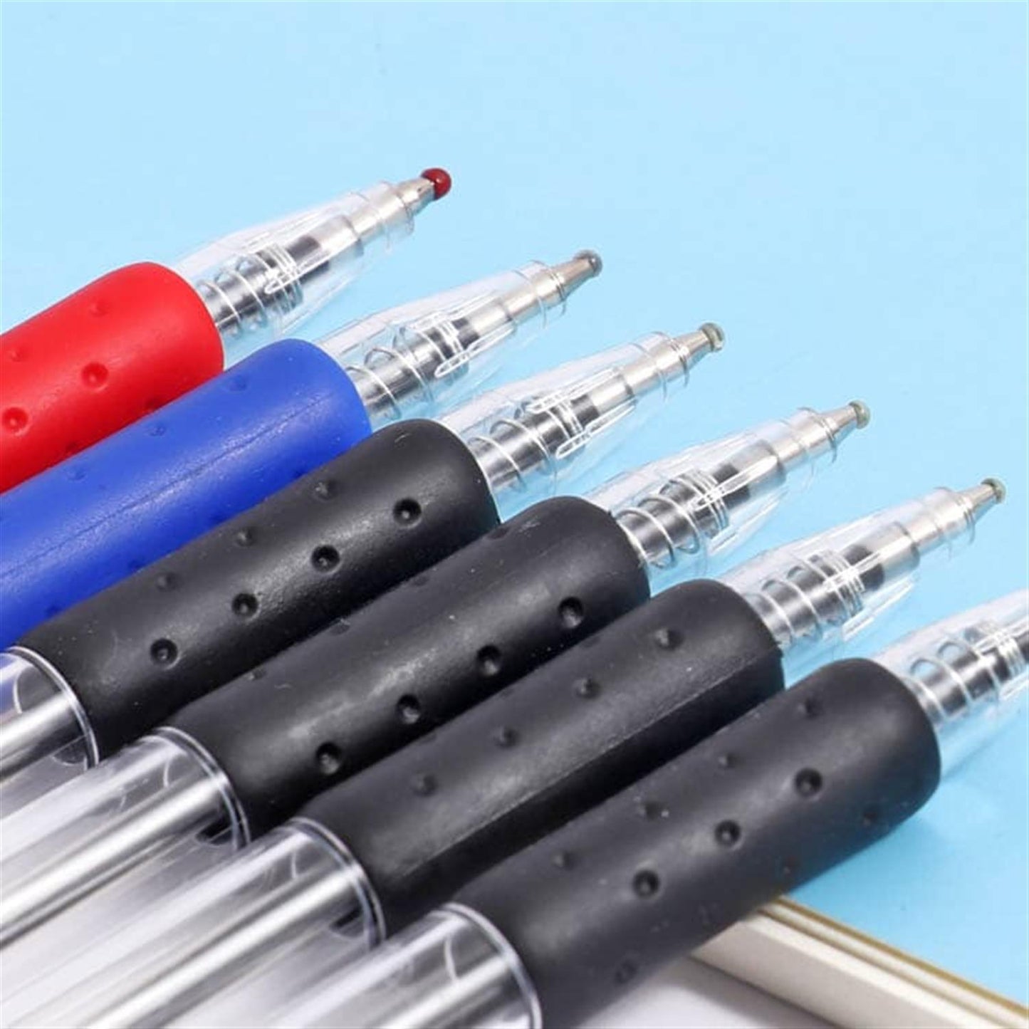 Pack of 12 Retractable Design Rolling Black Ball Pens