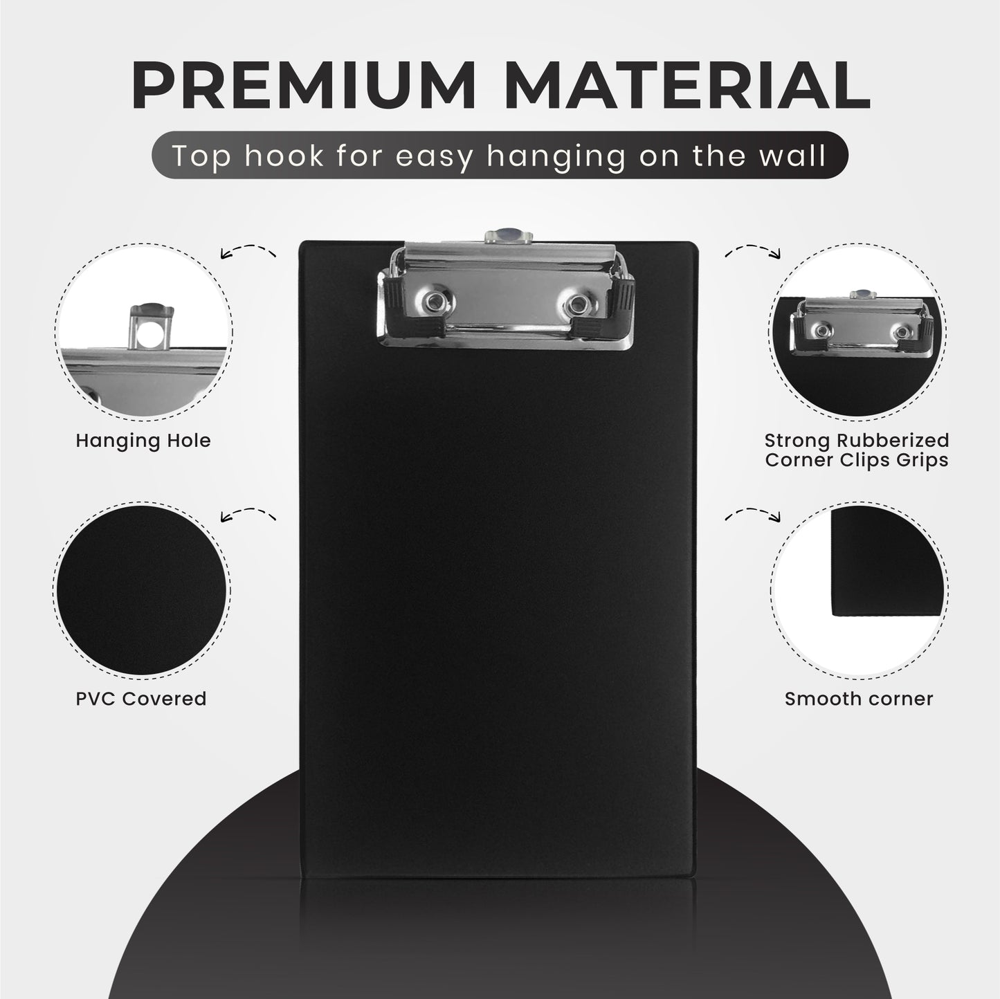 Pack of 10 Black Mini Clipboards