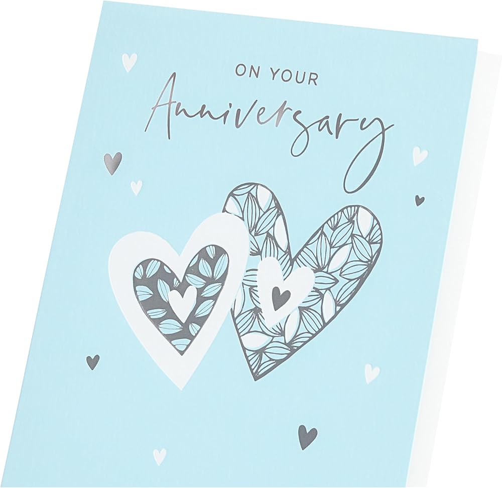 Two Hearts with Pattern Design Anniversary Card