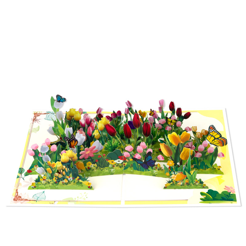 Garden of Joy Colorful Tulips 3D Pop Up Greeting Card
