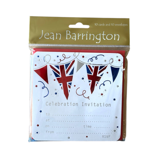 Pack of 10 Union Jack Great Britain Jubilee Invitation Cards