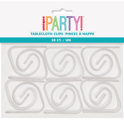 Pack of 24 Clear Plastic Table Cover Clips