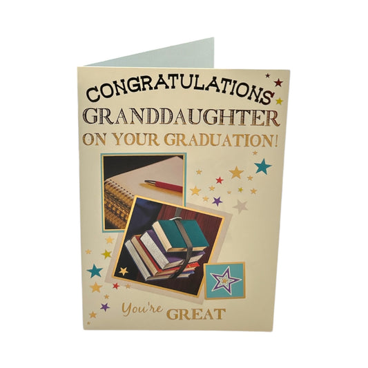 Congratulations Granddaughter You're Great Books Design Graduation Card