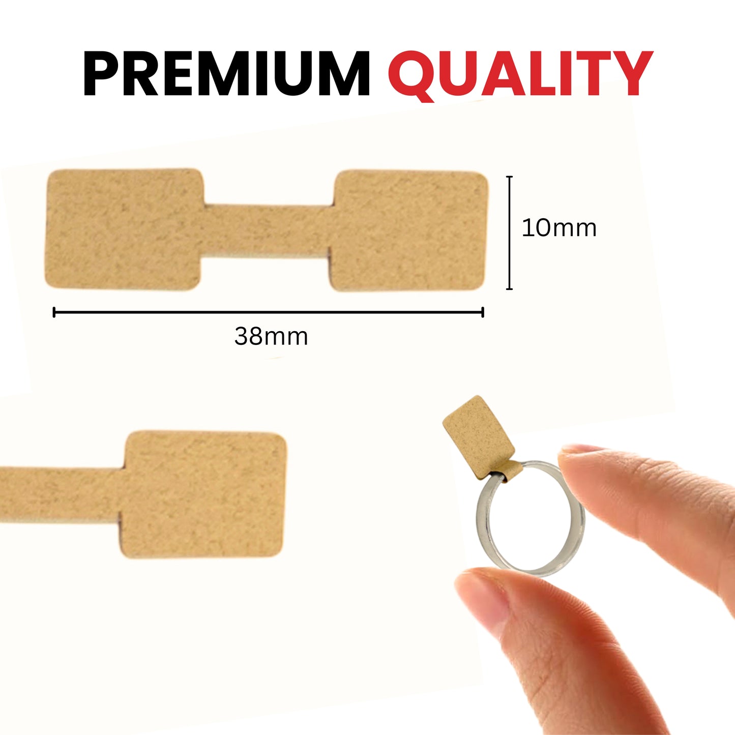 Pack of 100 Kraft Jewellery Tags 10x38mm