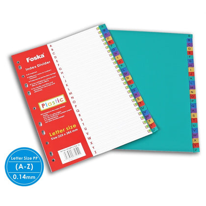A-Z Multicoloured Tab Plastic Index Dividers