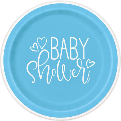 Pack of 8 Blue Hearts Baby Shower Round 7