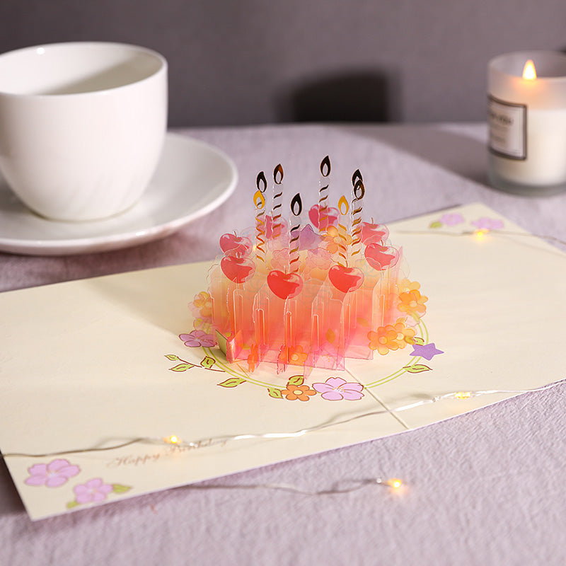 Orange Crystal Cake 3D Pop Up Birthday Card