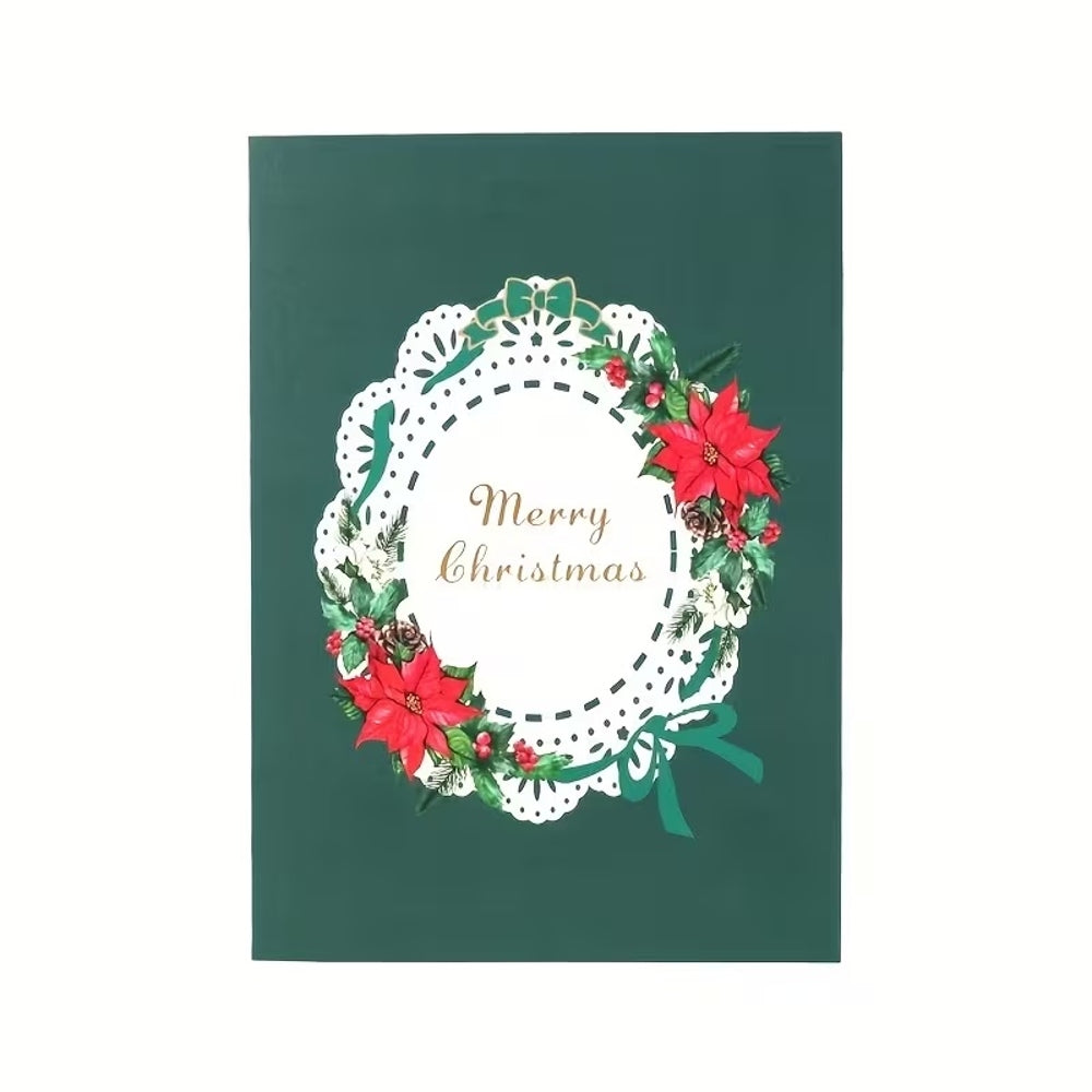 Poinsettia Wishes 3D Pop Up Delight Christmas Card