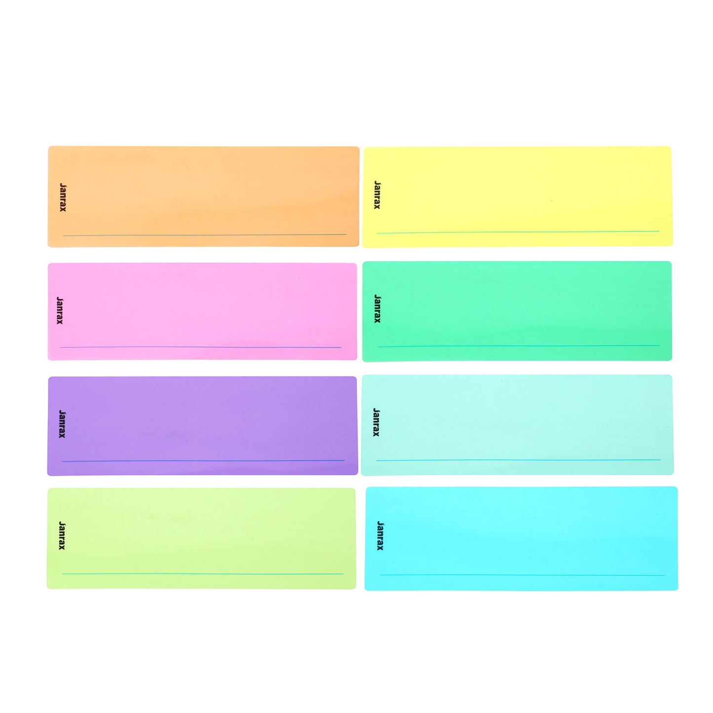 Pack of 8 Assorted Coloured 210x80mm Dyslexia Overlay Reading Strips – PET Material, Rounded Corners