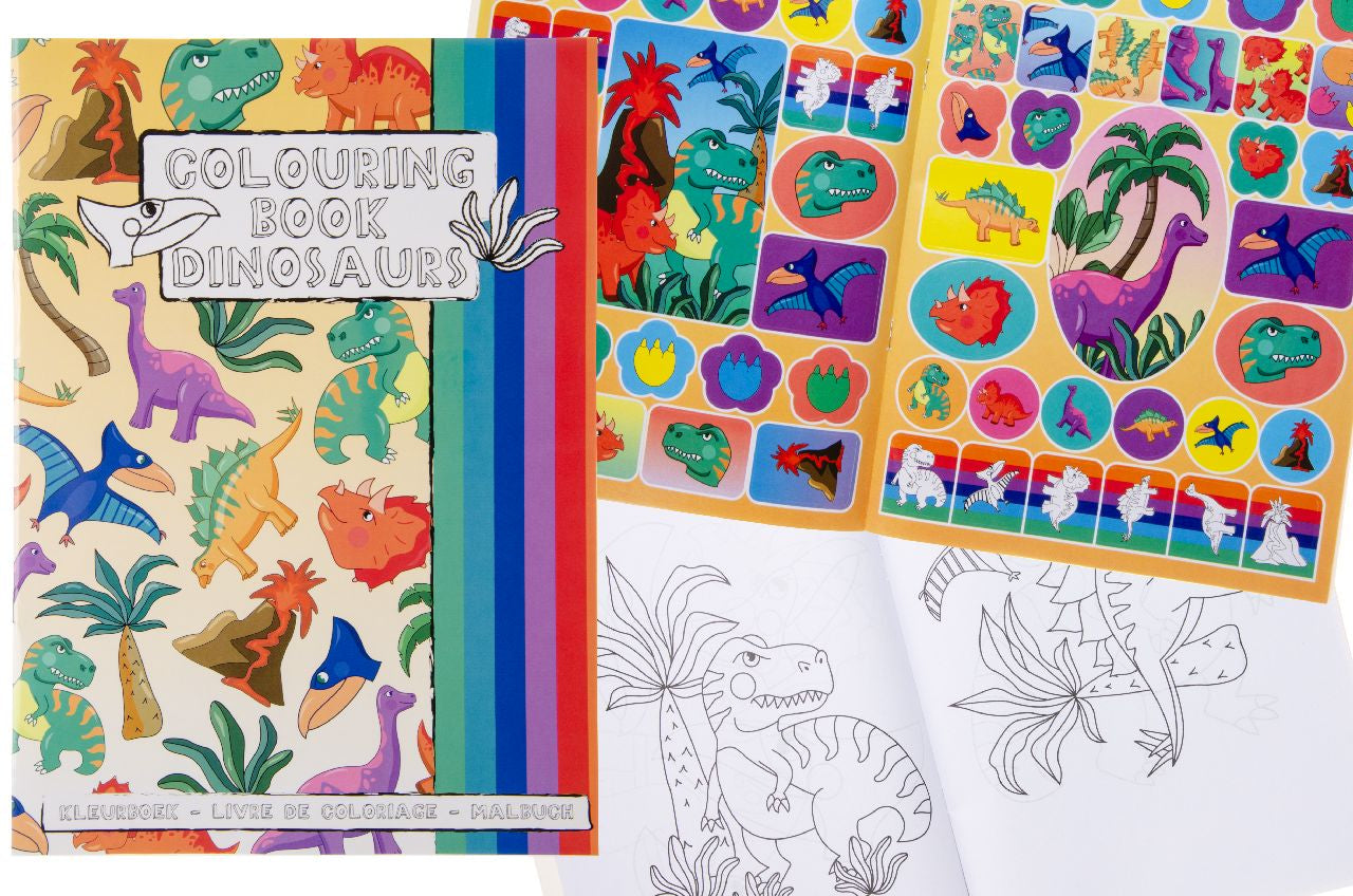 A4 Dinosaur Coloring Book with Stickers Sheet
