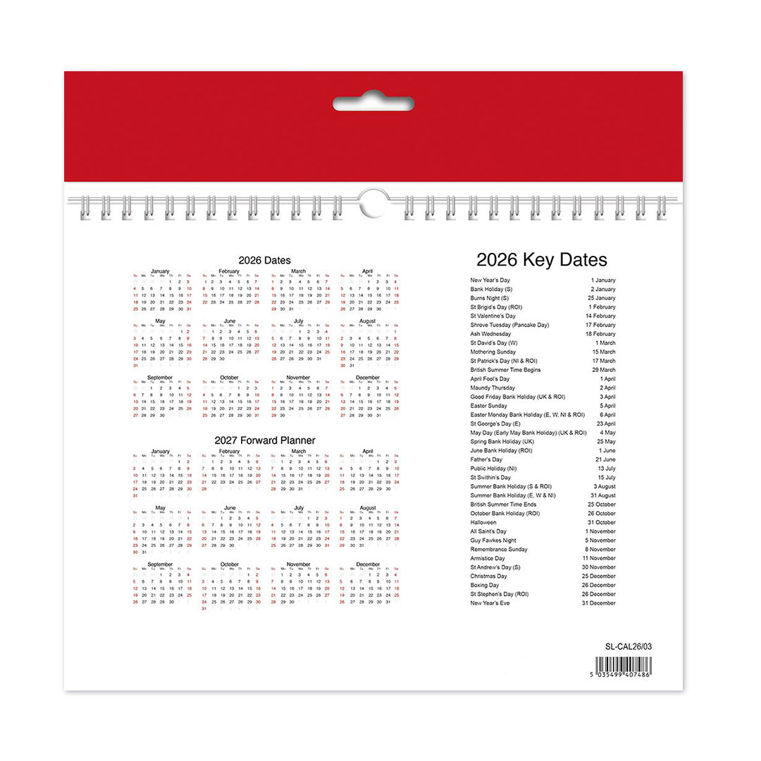 Easy View Monthly Calendar 2026 – 280mm x 220mm