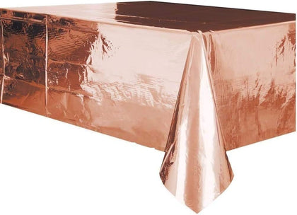 Rose Gold Foil Rectangular Plastic Table Cover, 54