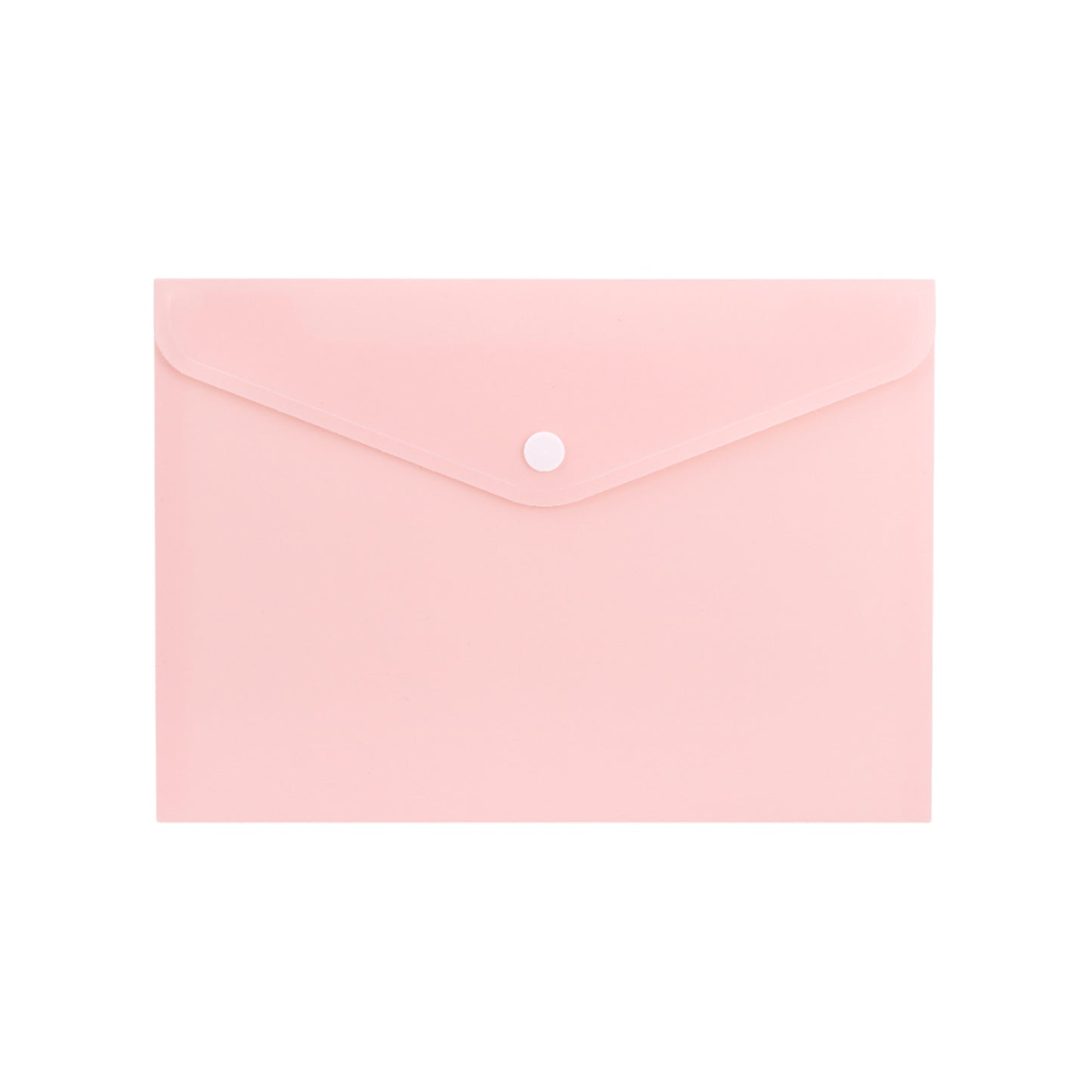 Pack of 12 A5 Light Pastel Pink Soft Touch Plastic Document Wallets with Button Closure