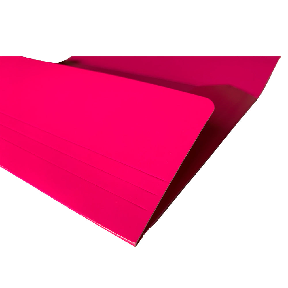 Pack of 12 Janrax A4 Pink Laminated Card 3 Flap Folders with Elastic Closure