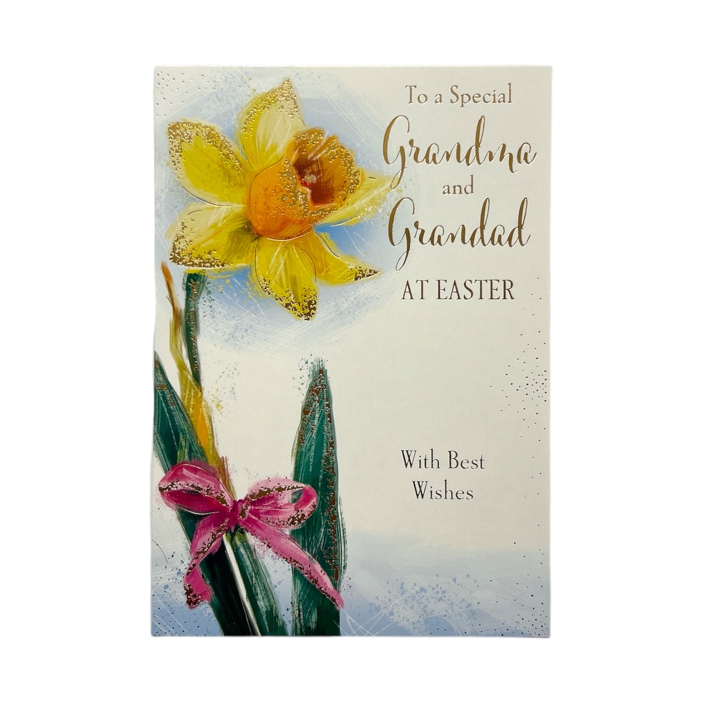 To Grandma And Grandad Beautiful Yellow Tulip Flower Design Easter Card