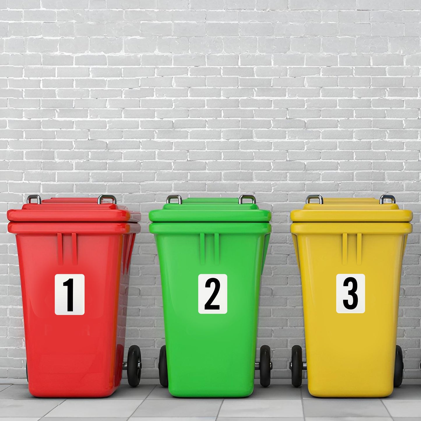 Pack of 12 Waterproof Wheelie Bin Black Number 9 Sticker