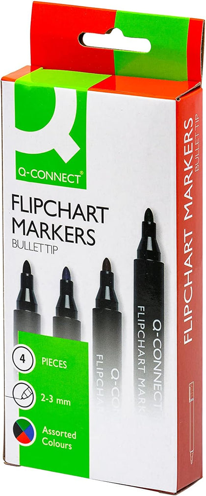 Pack of 4 Flipchart Bullet Tip Assorted Marker Pens