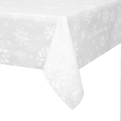 Clear Snowflakes Rectangular Plastic Table Cover, 54