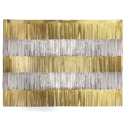 Pack of 5 Modern Christmas Gold & Silver Foil Fringe Garland Photo Backdrop Kit 4 ft