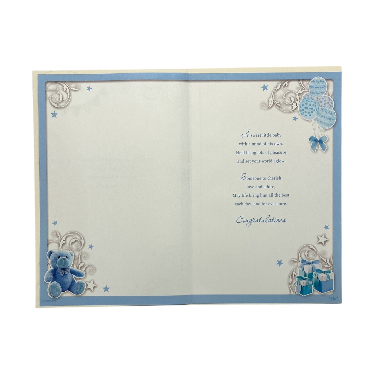 On The Birth Of Baby Boy Blue Balloons And Teddy Design Opacity Congratulations Card