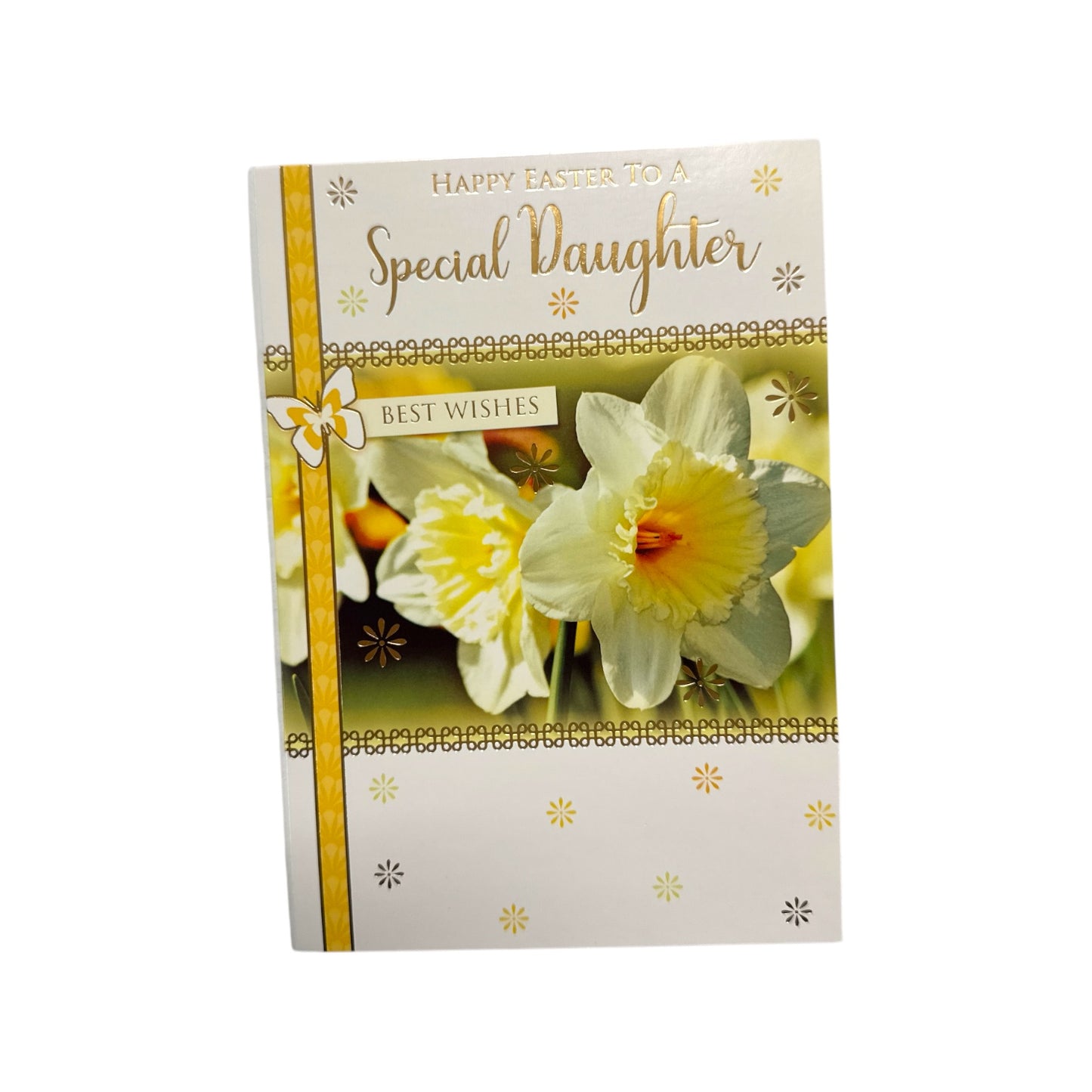To A Special Daughter White Daffodil Flowers Design Easter Card