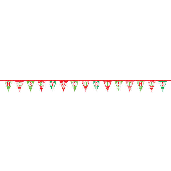 14ft Merry Christmas Patterned Paper Flag Banner