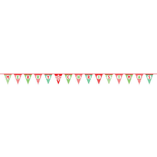 14ft Merry Christmas Patterned Paper Flag Banner