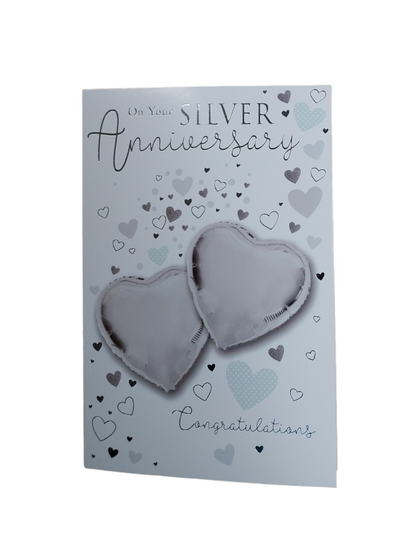 On Your Silver Anniversary Congratulations Balloon Boutique Greeting Card