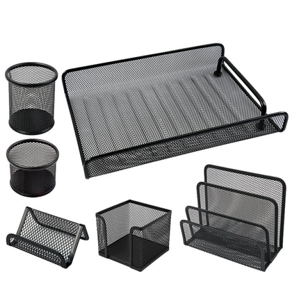 6 Pieces Wire Mesh Office File Tray Organizer Set