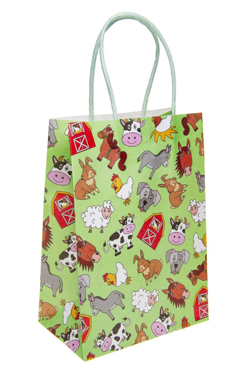 Pack of 10 Pre Filled Farm Animal Theme Kids Party Favour Bags – Gift Bags with Reusable Cup & Themed Toys
