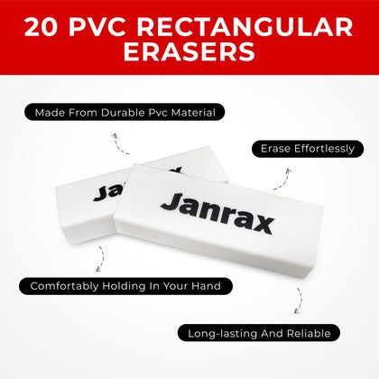 Pack of 20 PVC Rectangular Erasers