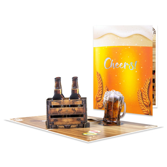 Raise a Toast Cheers to You 3D Beer Pop Up Celebration Card