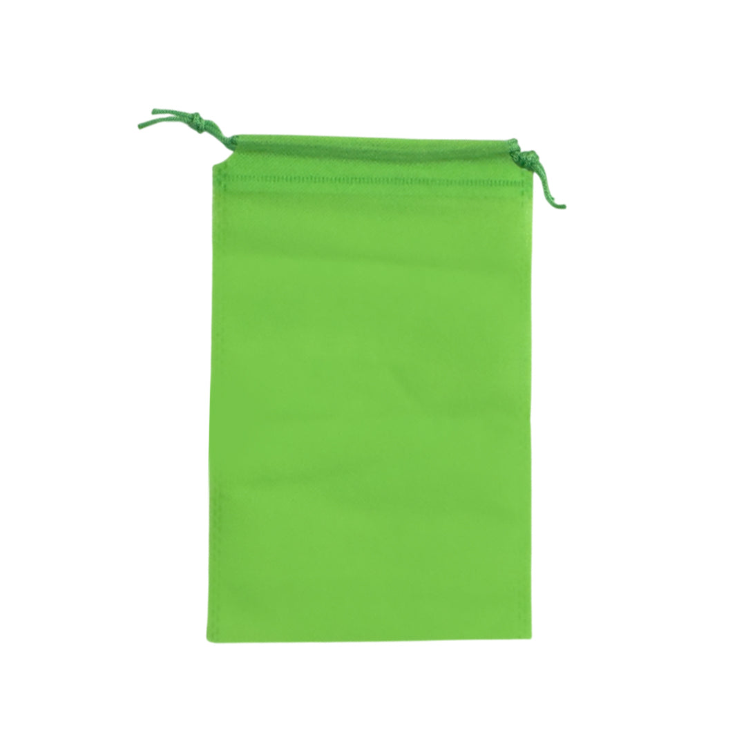 Pack of 25 Light Green Coloured 25x16cm Non-Woven Drawstring Bags