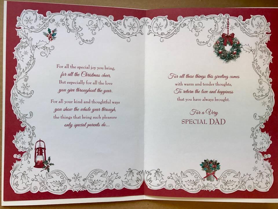 DAD AT CHRISTMAS - Nice Verse Gold Foil Quality New Xmas Greeting Card 
