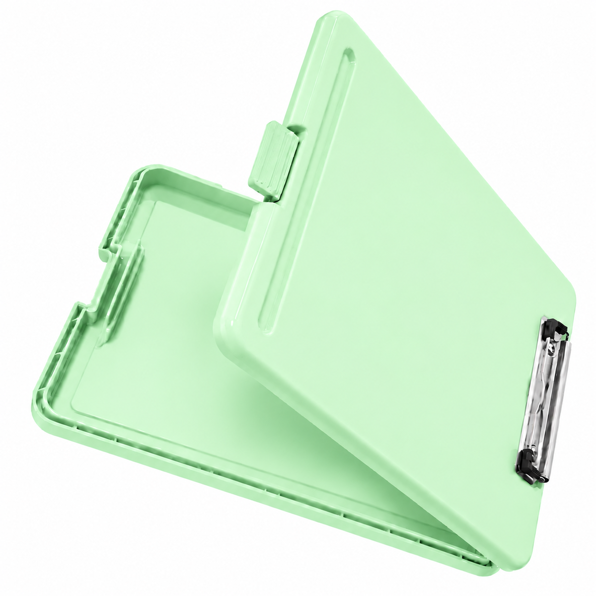 Pack of 5 A4 Pastel Green Plastic Clipboard Box File - Storage Filing Case