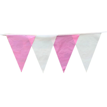 White Light Pink Alternate Bunting 10m with 20 Pennants