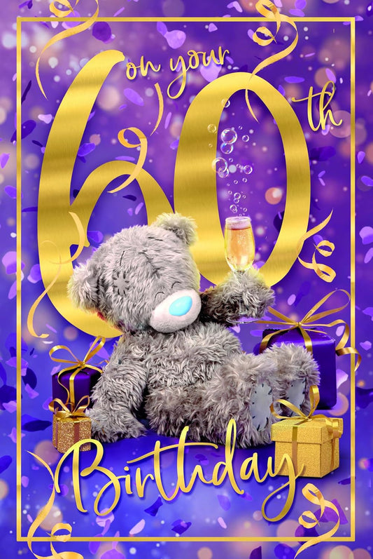 Bear Sat With Presents 60th Birthday Card