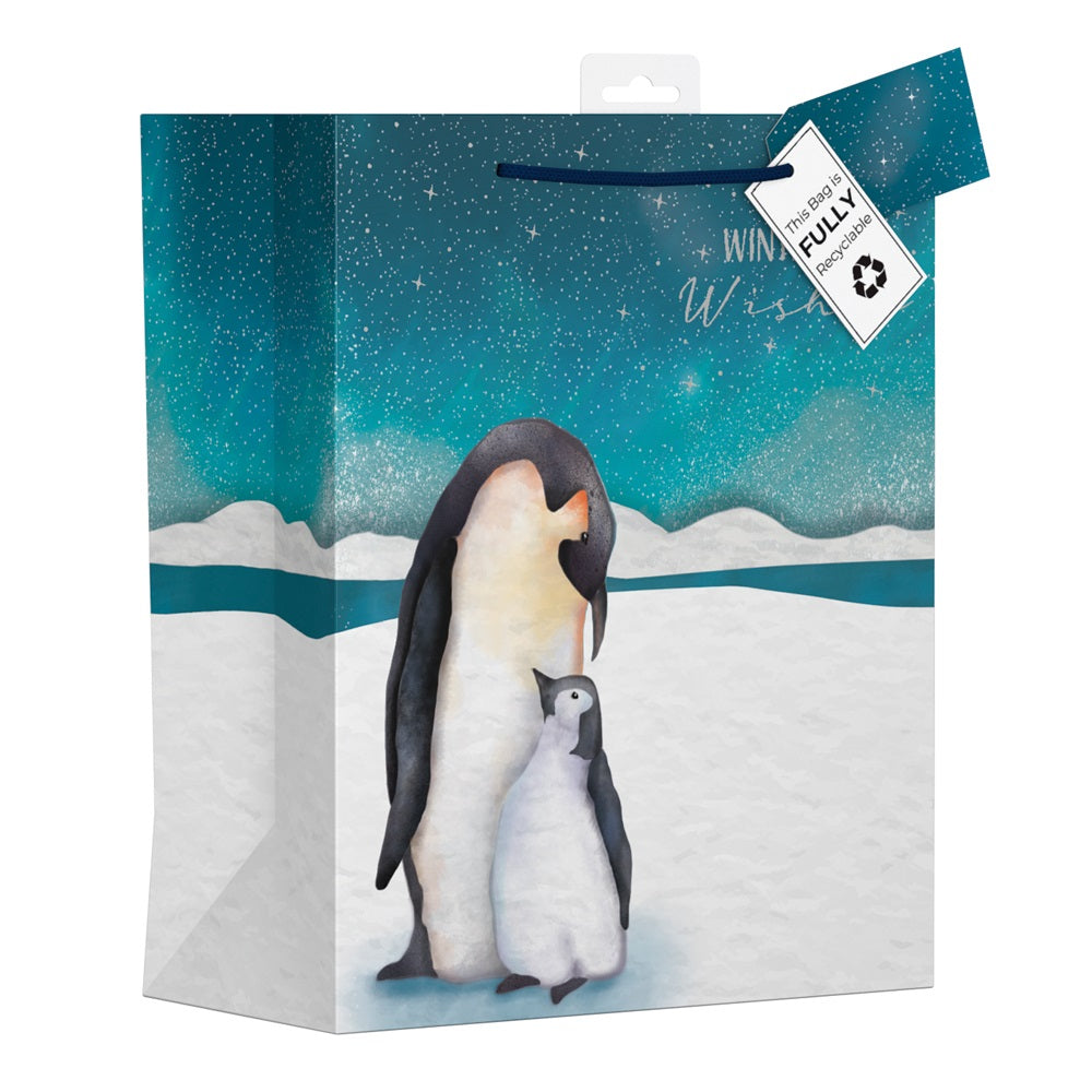 Pack of 12 Winter Penguin Desing Large Christmas Gift Bags