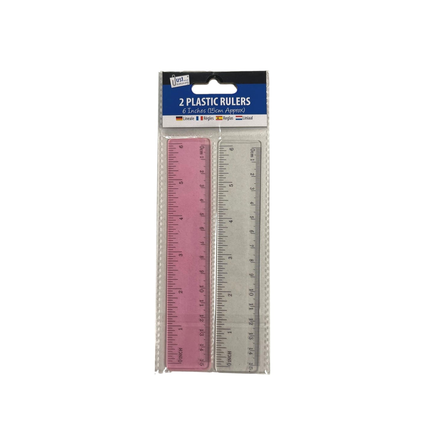 Pack of 2 6" Plastic Rulers Assorted Colours