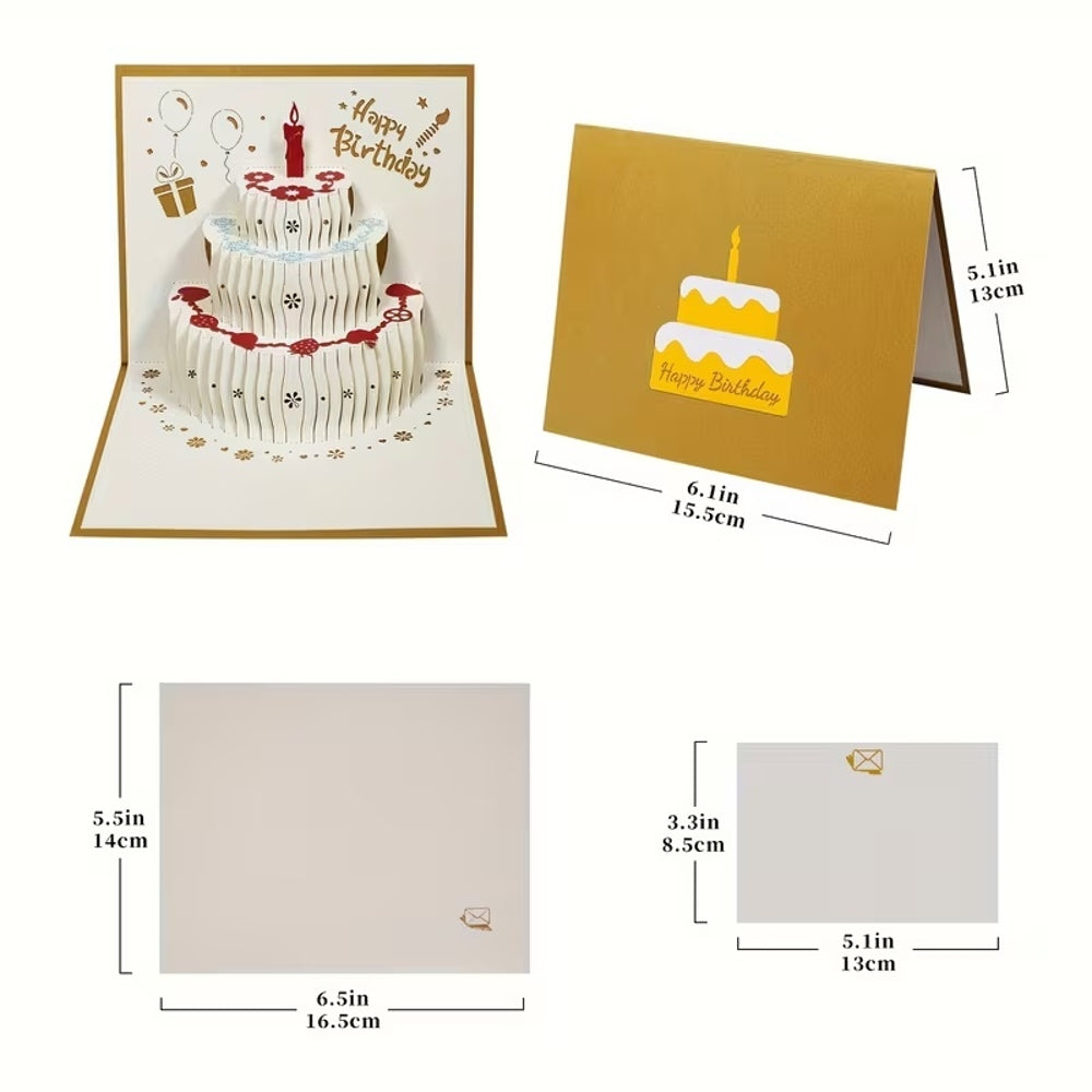 Golden Fruit Cake Design 3D Pop Up Birthday Card