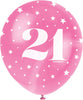 Pack of 5 Number 21 12" Latex Balloons